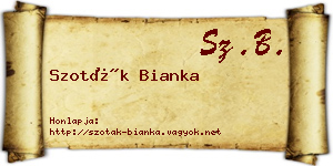 Szoták Bianka névjegykártya